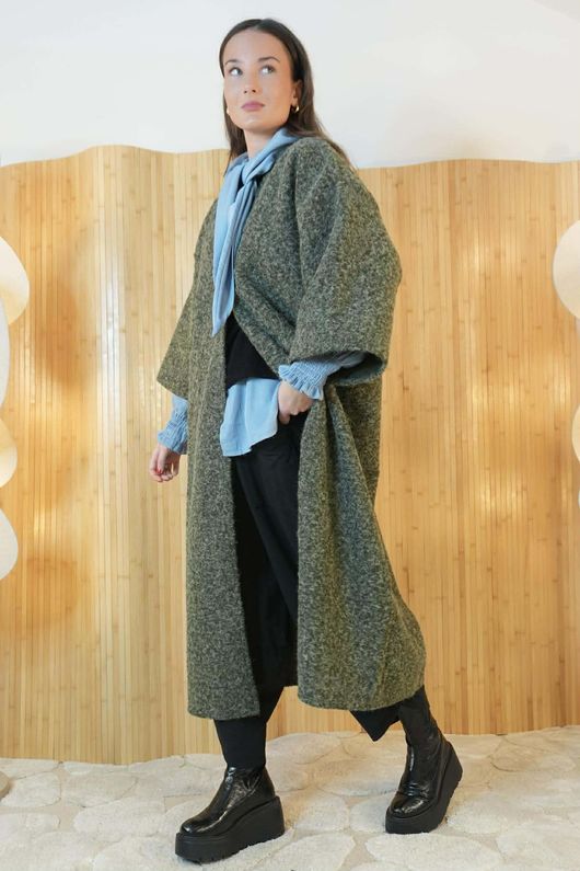 Norbury Japanese 3/4 Sleeve Duster Coat Khaki /15=